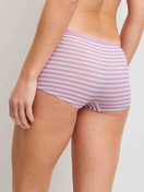 Women model is wearing Panties, 3-Pack made of Polyamide in Purple, Floral from the Eco Sense series by CALIDA, Back view