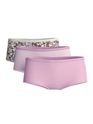 Women - Panties, 3-Pack made of Polyamide in Purple, Floral, from the Eco Sense series by CALIDA