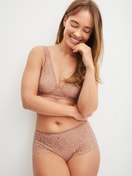 Le mannequin Femme porte le/la Panty taille haute en Coton de couleur Marron, Dentelle, de la série Natural Comfort Lace de CALIDA, Image supplémentaire