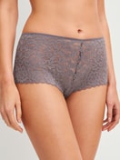 Le mannequin Femme porte le/la Panty taille haute en Polyamide de couleur Marron, Dentelle, de la série Natural Comfort Lace de CALIDA, Vue de face
