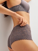 Le mannequin Femme porte le/la Panty taille haute en Polyamide de couleur Marron, Dentelle, de la série Natural Comfort Lace de CALIDA, Image supplémentaire