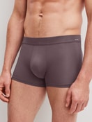 Men model is wearing Boxer brief with Quick Dry Effect made of Modal in Brown, Unicoloured from the Balanced Day series by CALIDA, Front view