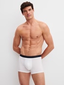 La modella / Il modello Uomo indossa Boxer, set da 3 in 100% cotone di colore Blu, Tinta unita, della serie Cotton Special di CALIDA, Immagine aggiuntiva