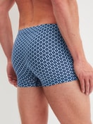 Le mannequin Homme porte le/la Boxer brief en Lyocell de couleur Bleu, À motifs, de la série Focus Trend de CALIDA, Vue arrière