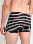 Men model is wearing Boxer brief made of Lyocell in Brown, Striped from the Focus Trend series by CALIDA, Back view