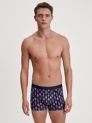 Men model is wearing Boxer brief made of Cotton in Blue, Patterned from the Family & Friends series by CALIDA, Front view