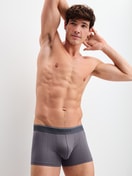 Men model is wearing Boxer brief, elastic waistband made of Cotton in Grey, Unicoloured from the Pure & Style series by CALIDA, Front view