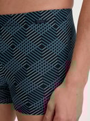 Men model is wearing Boxer brief made of Cotton in Black, Patterned from the Grafic Cotton series by CALIDA, Detail