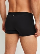 Men model is wearing Boxer brief with elastic waistband made of Modal in Black, Unicoloured from the Clean Line series by CALIDA, Back view