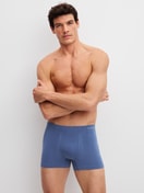 Le mannequin Homme porte le/la Boxer brief en Modal de couleur Bleu, Unicolore, de la série Seamless Natural de CALIDA, Vue de face
