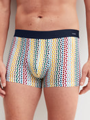 La modella / Il modello Uomo indossa Boxer brief in Cotone di colore Blu, Modello, della serie Cotton Code Design di CALIDA, Vista frontale