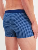 Le mannequin Homme porte le/la Boxer brief en Coton de couleur Bleu, À motifs, de la série Cotton Code Design de CALIDA, Vue arrière