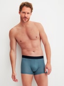 Le mannequin Homme porte le/la Boxer brief en Coton de couleur Bleu, À motifs, de la série Cotton Code Design de CALIDA, Tenue