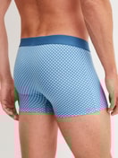 Men model is wearing Boxer brief made of Cotton in Blue, Patterned from the Cotton Code Design series by CALIDA, Back view