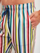 Men model is wearing Bermudas made of Cotton in Yellow, Patterned from the RMX Sleep Holiday series by CALIDA, Detail