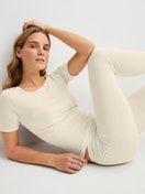 Women model is wearing Wool and silk leggings made of Wool in Beige, Unicoloured from the True Confidence series by CALIDA, Additional Image