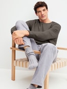 Men model is wearing  made of Flanell in Grey, Patterned from the RMX Flannel Mood series by CALIDA, Additional Image