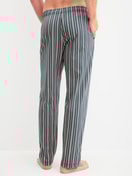 Men model is wearing Pyjama Bottoms with Side Pockets made of 100% Cotton in Green, Striped from the RMX Sleep Leisure series by CALIDA, Back view