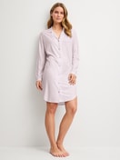 Women model is wearing Long Sleeve Nightdress – 100 cm Length made of Modal in Pink, Unicoloured from the Striped Dreams series by CALIDA, Front view