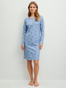 Women model is wearing  made of 100% Cotton in Blue, Patterned from the Hotel Nights series by CALIDA, Front view