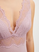 Women model is wearing Nightdress made of Modal in Purple, Lace from the Feminine Lounge series by CALIDA, Detail