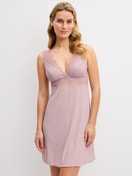 Women model is wearing Nightdress made of Modal in Purple, Lace from the Feminine Lounge series by CALIDA, Additional Image