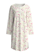 Damen - Langarm-Nachthemd, Länge 100 cm aus 100% Baumwolle in Rosa, Gemustert aus Serie Cotton Special von CALIDA