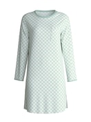 Women - Long Sleeve Nightdress – 95 cm Length made of 100% Cotton in Turquoise, Patterned, from the Sweet Dreams series by CALIDA