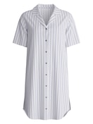 Femme - Chemise de nuit à manches courtes avec boutons, longueur 95 cm en 100% coton de couleur Bleu, Rayée, de la série Striped Dreams de CALIDA