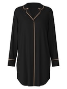 Chemise de nuit à manches longues en modal TENCEL™ et soie noir