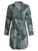 Femme - Chemise de nuit manches longues – Longueur 95 cm en Coton de couleur Vert, Floral, de la série Favourites Botanic de CALIDA
