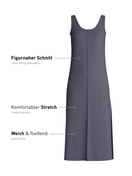 Donna - Camicia da notte, lunghezza 125 cm in Modal di colore Blu, Tinta unita, della serie Natural Loungewear di CALIDA