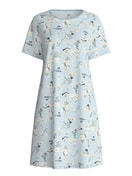Damen - Kurzarm-Nachthemd, Länge 95 cm aus 100% Baumwolle in Blau, Gemustert aus Serie Swiss Resort von CALIDA