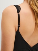 Women model is wearing Nightdress, length 95 cm made of Modal in Black, Lace from the Elegant Dreams series by CALIDA, Detail