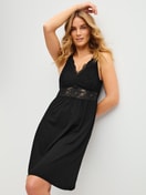 Women model is wearing Nightdress, length 95 cm made of Modal in Black, Lace from the Elegant Dreams series by CALIDA, Additional Image