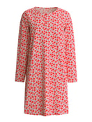 Donna - Camicia da notte a maniche lunghe – Lunghezza 100 cm in 100% cotone di colore Rosso, Modello, della serie Fruity Dreams di CALIDA