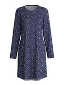 Damen - Langarm-Nachthemd, Länge 95 cm aus 100% Baumwolle in Blau, Gemustert aus Serie Midnight Dreams von CALIDA