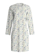 Women - Long-sleeve nightdress, length 100 cm made of 100% Cotton in Blue, Floral, from the Flower Nights series by CALIDA