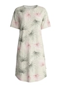 Women - Short-sleeved nightdress, length 95 cm made of 100% Cotton in Green, Floral, from the Leaf Dreams series by CALIDA