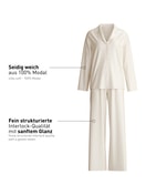 Femme - Pyjama à boutons en Modal de couleur Beige, Rayée, de la série Striped Dreams de CALIDA