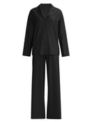 Femme - Pyjama à boutons en Modal de couleur Noir, Rayée, de la série Striped Dreams de CALIDA