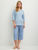 Women model is wearing  made of 100% Cotton in Blue, Patterned from the Hotel Nights series by CALIDA, Front view
