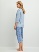 Women model is wearing  made of 100% Cotton in Blue, Patterned from the Hotel Nights series by CALIDA, Back view