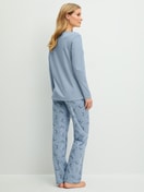 Women model is wearing  made of 100% Cotton in Blue, Patterned from the Hotel Nights series by CALIDA, Back view