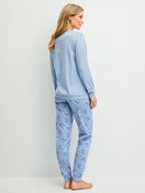 Women model is wearing  made of 100% Cotton in Blue, Patterned from the Hotel Nights series by CALIDA, Back view