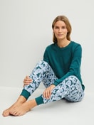 Women model is wearing  made of 100% Cotton in Turquoise, Floral from the Midnight Flowers series by CALIDA, Additional Image