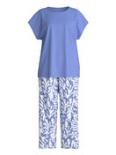 Femme - 7/8 - Pyjama en 100% coton de couleur Bleu, Floral, de la série Cotton Special de CALIDA