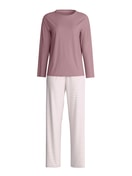 Damen - Pyjama, lang aus 100% Baumwolle in Violett, Gestreift aus Serie Nightwear Xtra von CALIDA