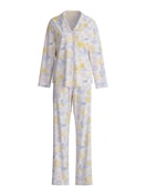 Damen - Pyjama mit Knöpfen aus 100% Baumwolle in Blau, Gemustert aus Serie EDITION 85 von CALIDA
