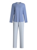 Women - Pyjamas, long made of 100% Cotton in Blue, Striped, from the Midnight Stripes series by CALIDA